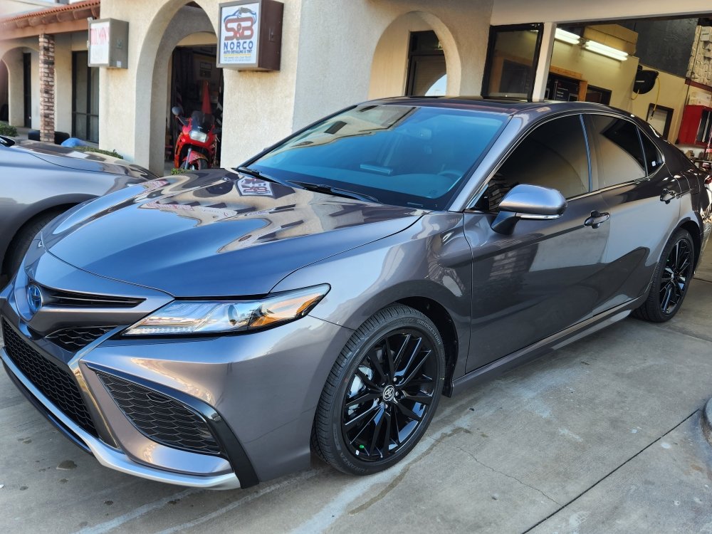 Gray Toyota Camry with fresh tint