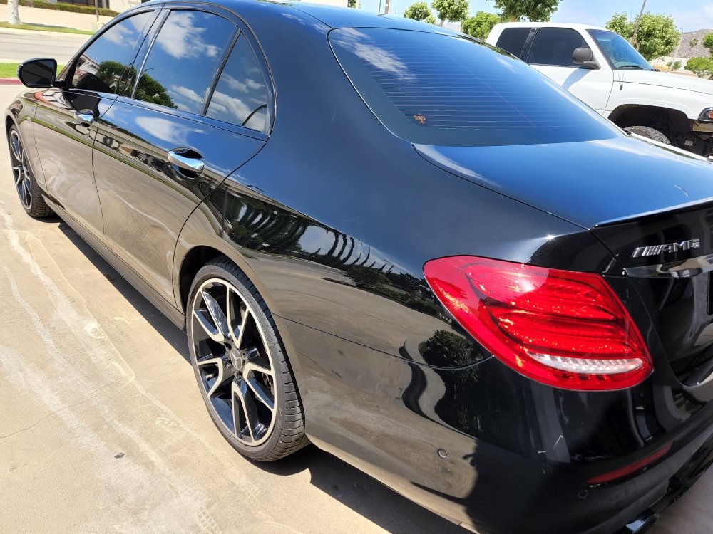 Black Mercedes E-Class rear detail